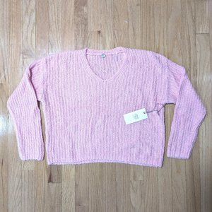 MARGARET O'LEARY Lounge Vee Sweater in Rosebud Size S (NEW WITH TAGS)